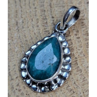 Echt zilveren hanger met Smaragd