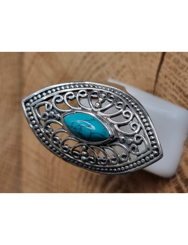 Echt zilveren ring met Turkoois Maat 18