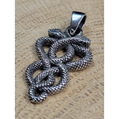 Echt zilveren hanger endless knot snake