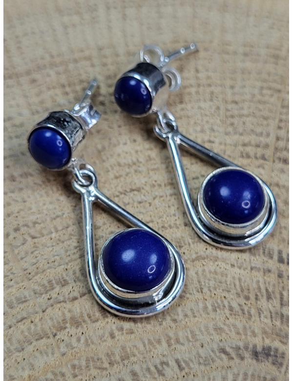 Echt zilveren oorbellen met Lapis Lazuli 