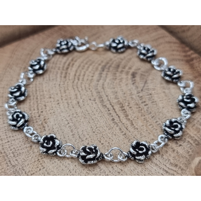 Echt zilveren armband met roosjes