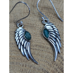 Echt zilveren oorbellen met Smaragd angel wings