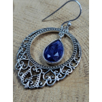 Echt zilveren oorbellen met Saffier.