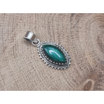 Echt zilveren malachiet hanger. 