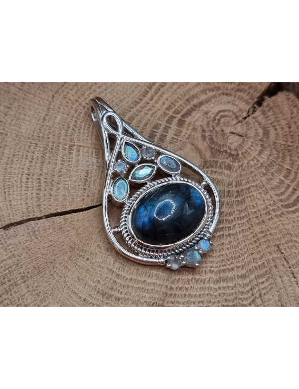 Echt zilveren ketting hanger met Labradoriet