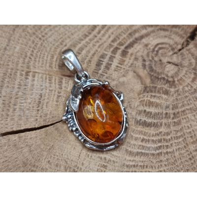 Echt zilveren ketting hanger met barn steen