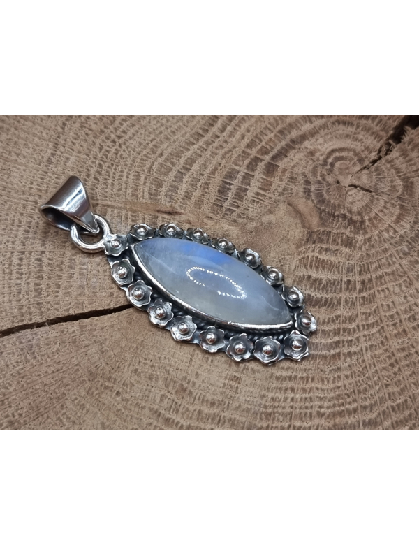 Echt zilveren ketting hanger met maansteen