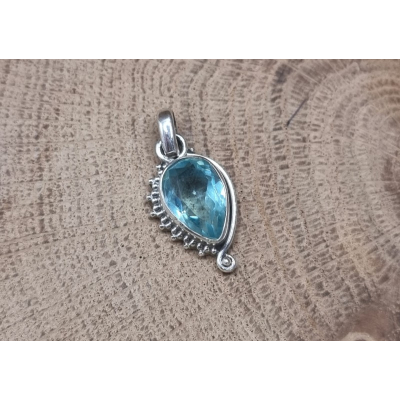 Echt Zilveren ketting hanger Topaas druppel
