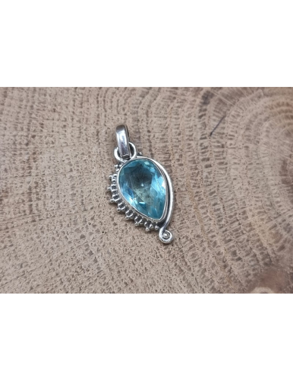 Echt Zilveren ketting hanger Topaas druppel