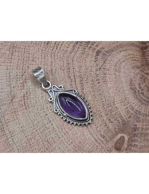 echt zilveren hanger met amethist. 