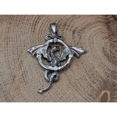Echt zilveren draken hanger.