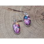 Echt zilveren oorbel hangers pink oyster turquoise.
