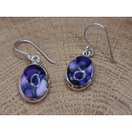 Echt zilveren oorbellen met Paarse koperen turkoois