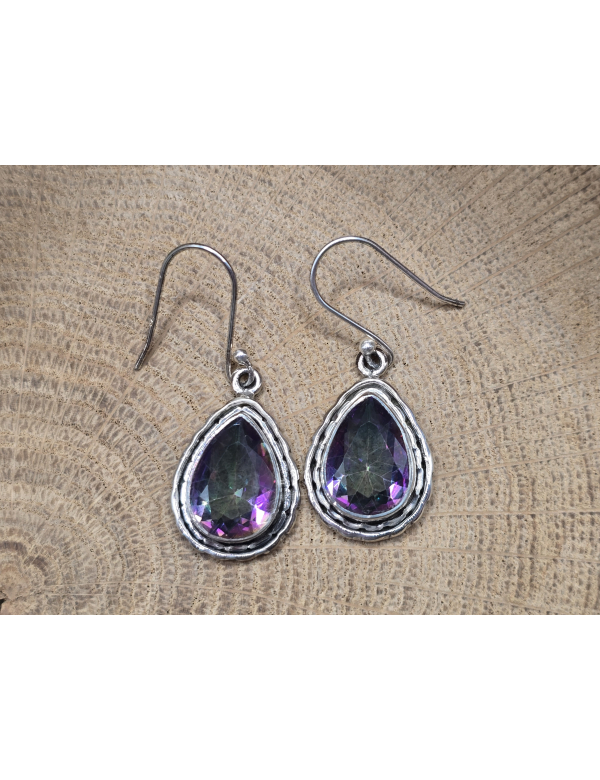 Echt zilveren oorbellen met Mystic Topaas