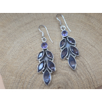 Echt zilveren oorbel hangers Amethist