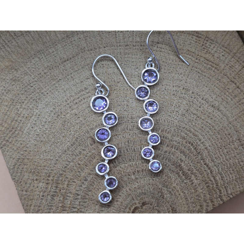 Echt zilveren oorbel hangers met Amethist 