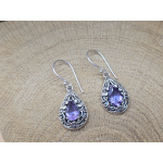 Echt zilveren oorbel hangers met Amethist 