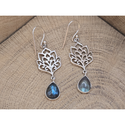 Echt zilveren oorbellen met Labradoriet 