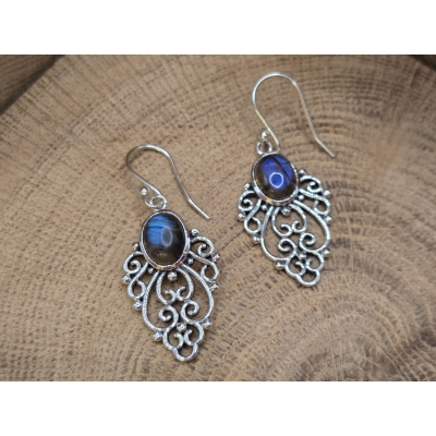 Echt zilveren oorbel hangers met Labradoriet 