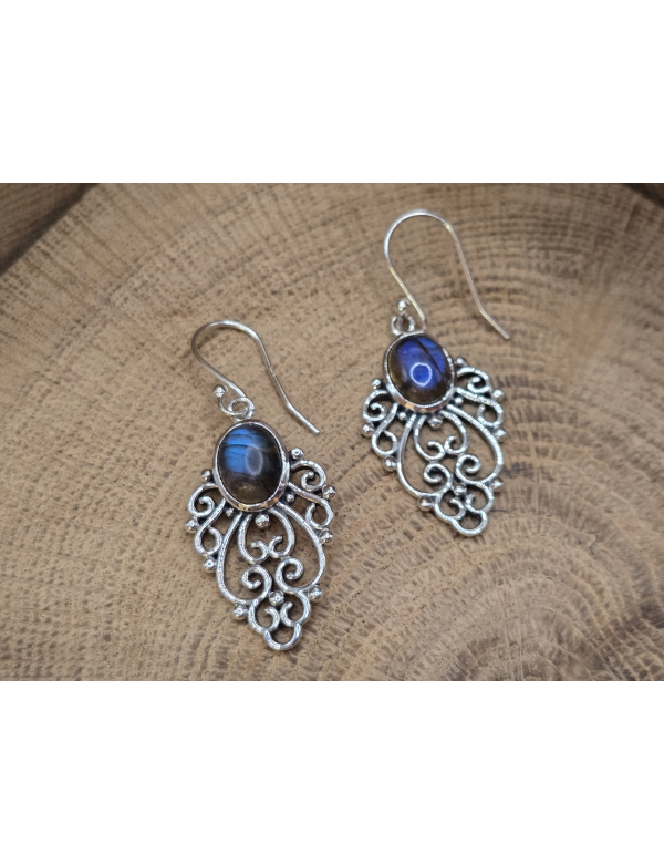 Echt zilveren oorbel hangers met Labradoriet 