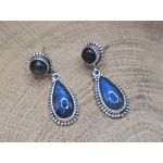 Echt zilveren Labradoriet oorbel stekers hangende druppel