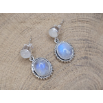 Echt Zilveren Maansteen oorbel stekers hangend 