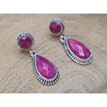  Echt zilveren Robijn oorbel stekers hangende druppel