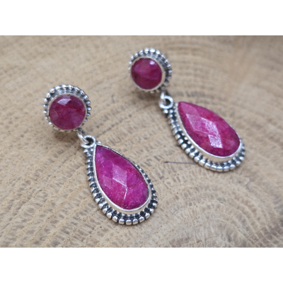  Echt zilveren Robijn oorbel stekers hangende druppel