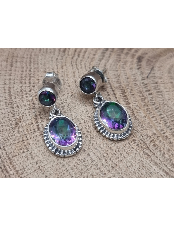 Echt zilveren Mystic topaas oorbel hangers. 