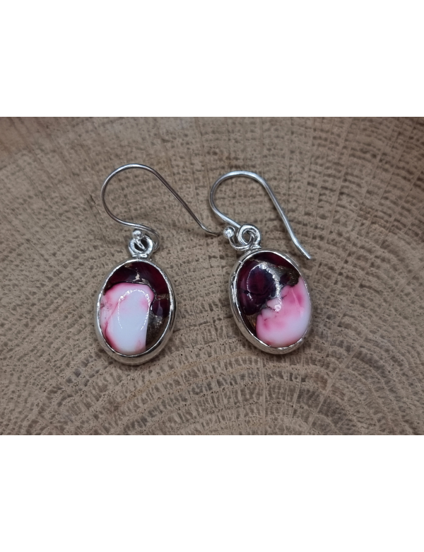 Echt zilveren oorbellen met rode koper turkoois