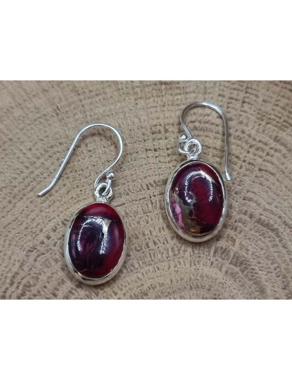 Echt zilveren oorbellen met rode koper turkoois