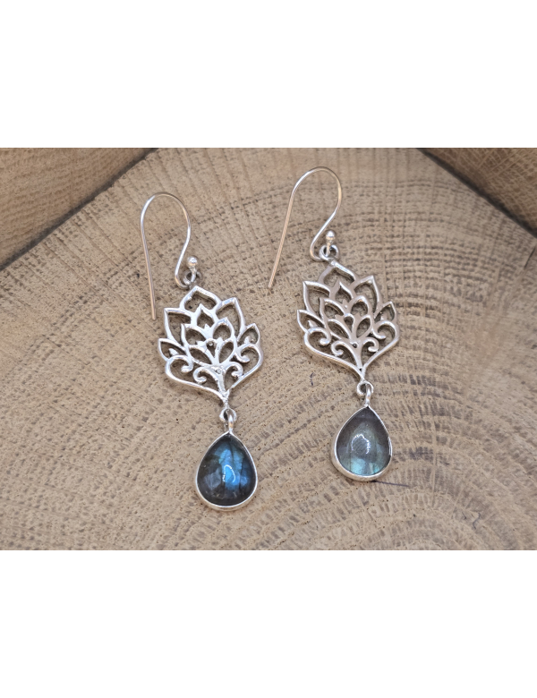 Echt zilveren oorbellen met Labradoriet 