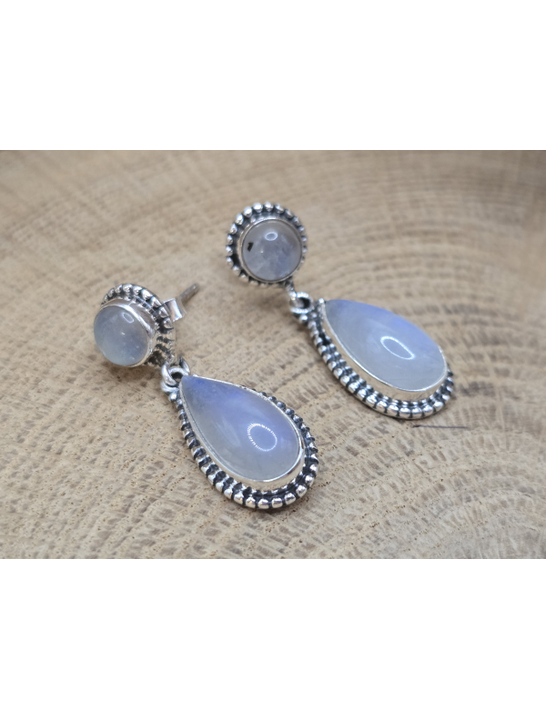  Echt zilveren Maansteen oorbel stekers hangende druppel