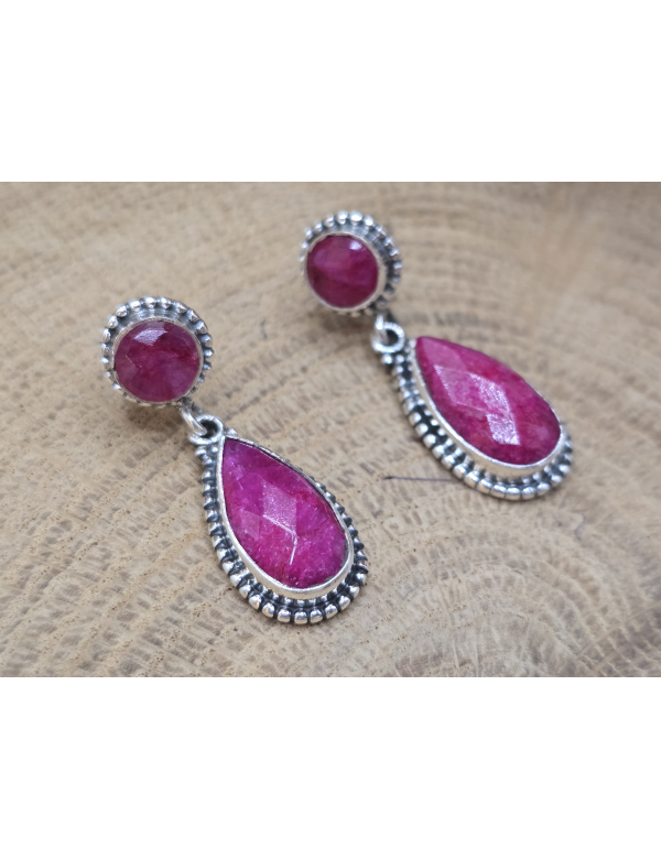  Echt zilveren Robijn oorbel stekers hangende druppel