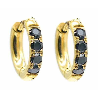 S. Steel Earrings with Zirconia 12mm Gold-Black