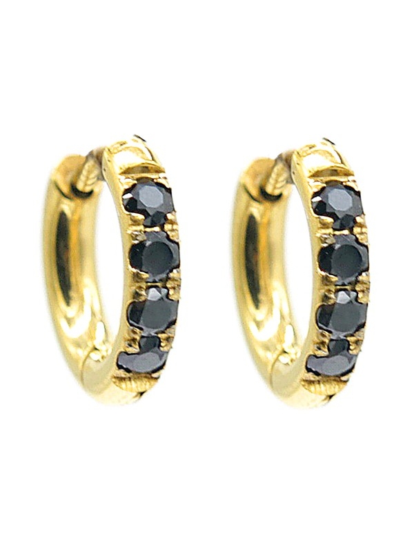 S. Steel Earrings with Zirconia 12mm Gold-Black