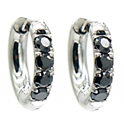 S. Steel Earrings with Zirconia 12mm Silver-Black