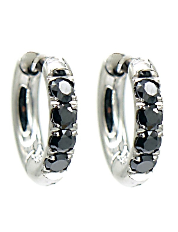 S. Steel Earrings with Zirconia 12mm Silver-Black