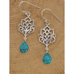 Echt zilveren oorbellen met Torkoois hanger