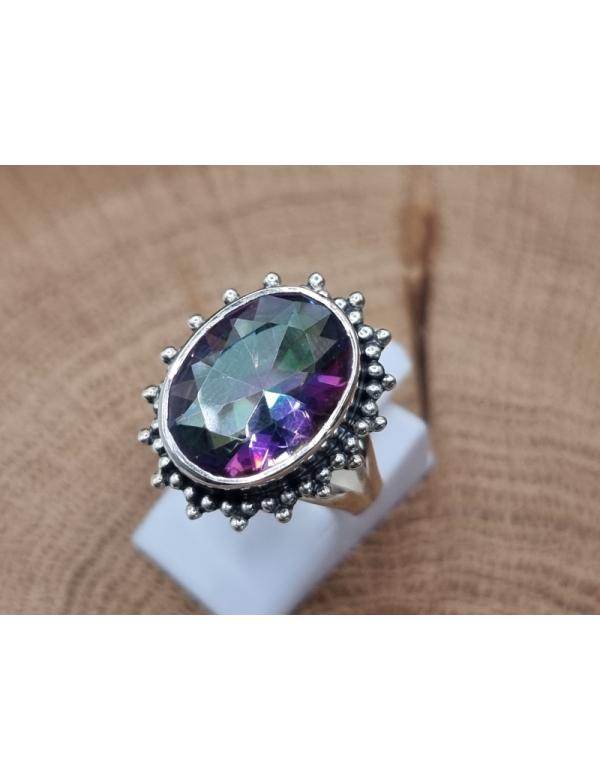 Echt zilveren ring met Mystic Topaas maat 17 Echt zilveren ring met Mystic Topaas maat 17