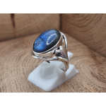 Echt zilveren ring met labradoriet en hartjes aan de zijkant