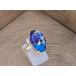 Echt zilveren ring met paarse Dahlia copper turkoois.