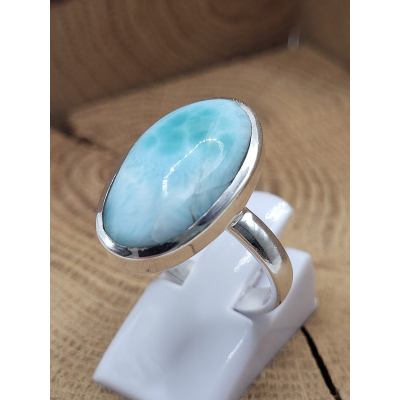 Echt zilveren Ring met Larimar maat 18.5 