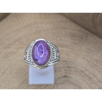 Echt zilveren ring met amethist 