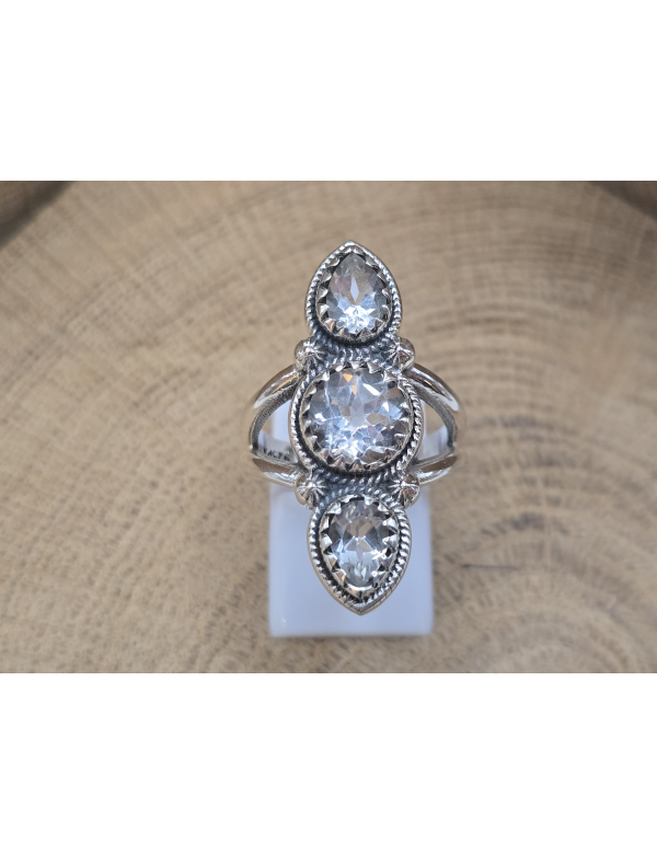 Echt zilveren ring met bergkristal