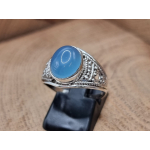 echt zilveren ring met Blauwe Chalcedoon