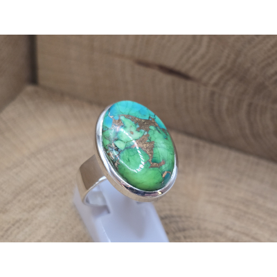 Echt Zilveren ring met Groene Koper Turquoise