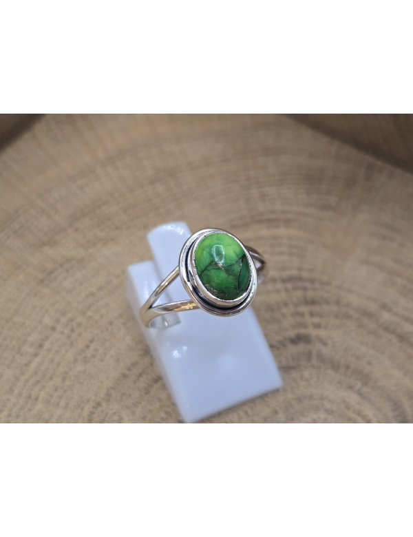 Echt Zilveren ring met Groene Koper Turquoise