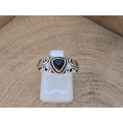 Echt zilveren ring met onyx 