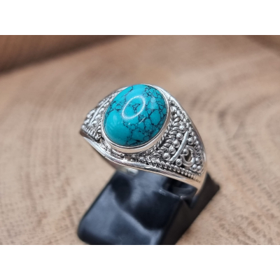 Echt zilveren ring met turkoois